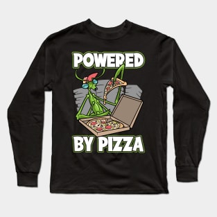 Mantis Insect Powered By Pizza Long Sleeve T-Shirt